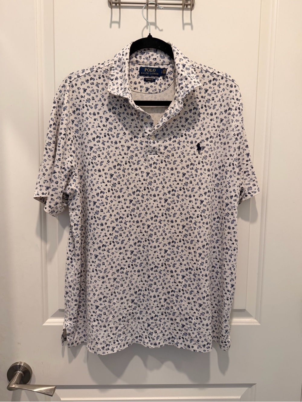 Polo Ralph Lauren Men's
Classic Fit White Blue Floral
Polo Shirt Size Large